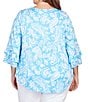 Color:Capri Multi - Image 2 - Plus Size Paisley Floral Print Knit Scoop Neck Double Flounce Sleeve Top