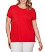 Ruby Rd. Plus Size Paisley Lace Accents Scoop Neck Short Sleeve Tee Top - Image 4