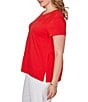 Ruby Rd. Plus Size Paisley Lace Accents Scoop Neck Short Sleeve Tee Top - Image 6