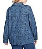 Ruby Rd. Plus Size Paisley Point Collar Long Sleeve Button Front Jacket, Color:Dark Indigo Combo - Image 2