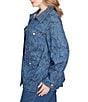 Ruby Rd. Plus Size Paisley Point Collar Long Sleeve Button Front Jacket, Color:Dark Indigo Combo - Image 3