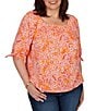 Ruby Rd. Plus Size Paisley Square Neck 3/4 Sleeve Knit Top - Image 1