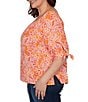 Ruby Rd. Plus Size Paisley Square Neck 3/4 Sleeve Knit Top - Image 3