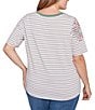 Ruby Rd. Plus Size Paisley Stripe Envelope Neck Short Sleeve Top, Color:Bay Leaf/Multi - Image 2