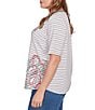 Ruby Rd. Plus Size Paisley Stripe Envelope Neck Short Sleeve Top, Color:Bay Leaf/Multi - Image 3