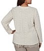 Ruby Rd. Plus Size Pointelle Chenille Knit Round Neck Long Sleeve Top - Image 2
