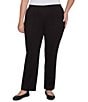 Ruby Rd. Plus Size Ponte Knit Pintuck Pull-On Pants, Color:Black - Image 1