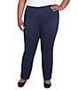 Ruby Rd. Plus Size Ponte Knit Pintuck Pull-On Pants, Color:Navy - Image 1