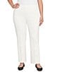 Ruby Rd. Plus Size Ponte Knit Pintuck Pull-On Pants, Color:Ivory - Image 1