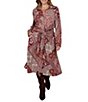 Ruby Rd. Plus Size Ponte Victorian-Inspired Patchwork Point Collar Long Sleeve Self Tie Shirt Dress - Image 1