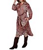 Ruby Rd. Plus Size Ponte Victorian-Inspired Patchwork Point Collar Long Sleeve Self Tie Shirt Dress - Image 3