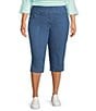 Color:Blue Denim - Image 1 - Plus Size Pull-On Extra Stretch Denim Clamdigger Capri Pants