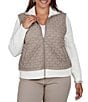 Ruby Rd. Plus Size Quilted Cable Knit Spread Collar Long Sleeve Zip Front Jacket - Image 1