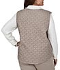 Ruby Rd. Plus Size Quilted Cable Knit Spread Collar Long Sleeve Zip Front Jacket - Image 2