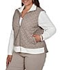 Ruby Rd. Plus Size Quilted Cable Knit Spread Collar Long Sleeve Zip Front Jacket - Image 3