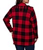 Ruby Rd. Plus Size Red Black Buffalo Plaid Shawl Collar Long Sleeve Fringe Open Front Cardigan - Image 2