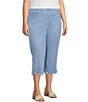 Ruby Rd. Plus Size Relaxed Fringe Hem Pull-On Denim Pants - Image 1