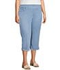 Ruby Rd. Plus Size Relaxed Fringe Hem Pull-On Denim Pants - Image 3