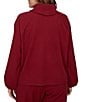 Ruby Rd. Plus Size Coordinating Premium Ribbed Knit Cowl Neck Long Bubble Sleeve Top - Image 2
