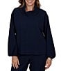 Ruby Rd. Plus Size Ribbed Knit Cowl Neck Long Bubble Sleeve Top - Image 1