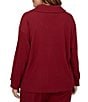 Ruby Rd. Plus Size Ribbed Knit Faux Suede Trim Portrait Collar Long Sleeve Horse Bit Top - Image 2