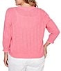 Ruby Rd. Plus Size Ruffle V-Neck 3/4 Sleeve Button Front Pointelle Cardigan - Image 2