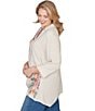 Ruby Rd. Plus Size Sand-Washed Linen Collared V-Neck 3/4 Sleeve Button Front Coordinating Tunic - Image 3