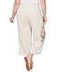 Ruby Rd. Plus Size Sand-Washed Linen Floral Placement Print Wide Leg Pull-On Coordinating Cropped Pants - Image 2