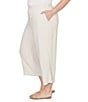 Ruby Rd. Plus Size Sand-Washed Linen Floral Placement Print Wide Leg Pull-On Coordinating Cropped Pants - Image 3