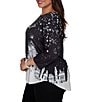 Ruby Rd. Plus Size Santa Flying Sleigh Snowflake Crew Neck 3/4 Sleeve Top - Image 3