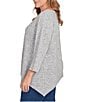Ruby Rd. Plus Size Scoop Neck 3/4 Sleeve Sharkbite Hem Knit Top, Color:Grey Heather - Image 3