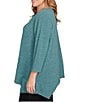 Ruby Rd. Plus Size Scoop Neck 3/4 Sleeve Sharkbite Hem Knit Top, Color:Teal Heather - Image 3