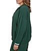 Ruby Rd. Plus Size Scuba Pique Point Collar 3/4 Sleeve Stripe Trim Pullover - Image 4