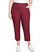 Ruby Rd. Plus Size Silk Tech Straight Leg Pull-On Ankle Pants, Color:Raisin - Image 1