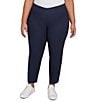Ruby Rd. Plus Size Silk Tech Straight Leg Pull-On Ankle Pants, Color:Navy - Image 2