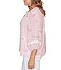 Ruby Rd. Plus Size Silky Gauze Floral Split V-Neck 3/4 Sleeve Button-Front Blouse - Image 4
