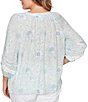 Ruby Rd. Plus Size Silky Gauze Floral Split V-Neck 3/4 Sleeve Button-Front Blouse - Image 2