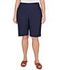 Ruby Rd. Plus Size Silky Tech Bermuda Pull-On Shorts, Color:Navy - Image 1