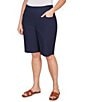 Ruby Rd. Plus Size Silky Tech Bermuda Pull-On Shorts, Color:Navy - Image 4