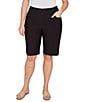 Ruby Rd. Plus Size Silky Tech Bermuda Pull-On Shorts, Color:Black - Image 1