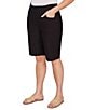 Ruby Rd. Plus Size Silky Tech Bermuda Pull-On Shorts, Color:Black - Image 4