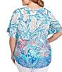 Ruby Rd. Plus Size Slub Jersey Knit Paisley Border Print Scoop Neck Short Sleeve Tee, Color:Turquoise Multi - Image 2