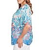 Ruby Rd. Plus Size Slub Jersey Knit Paisley Border Print Scoop Neck Short Sleeve Tee, Color:Turquoise Multi - Image 3
