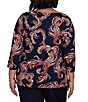 Ruby Rd. Plus Size Slub Knit Paisley Boat Neck 3/4 Sleeve Top - Image 2