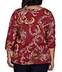 Ruby Rd. Plus Size Slub Knit Paisley Boat Neck 3/4 Sleeve Top - Image 6