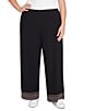 Ruby Rd. Plus Size Smooth Rib Slinky Embroidered Hem Pull-On Pants, Color:Black - Image 1