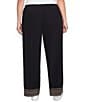 Ruby Rd. Plus Size Smooth Rib Slinky Embroidered Hem Pull-On Pants, Color:Black - Image 2