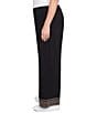 Ruby Rd. Plus Size Smooth Rib Slinky Embroidered Hem Pull-On Pants, Color:Black - Image 3