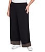 Ruby Rd. Plus Size Smooth Rib Slinky Embroidered Hem Pull-On Pants, Color:Black - Image 4