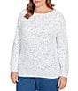 Ruby Rd. Plus Size Soft Chenille Eyelash Boat Neck Long Sleeve Sweater, Color:Bluebell - Image 4